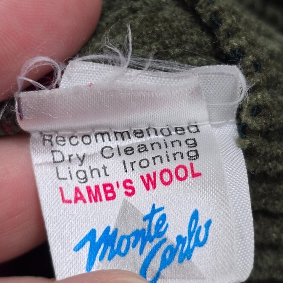 Vintage Monte Carlo Sweater Mens 42 Medium Green Striped Lambs Wool Y2K Retro - Picture 5 of 13